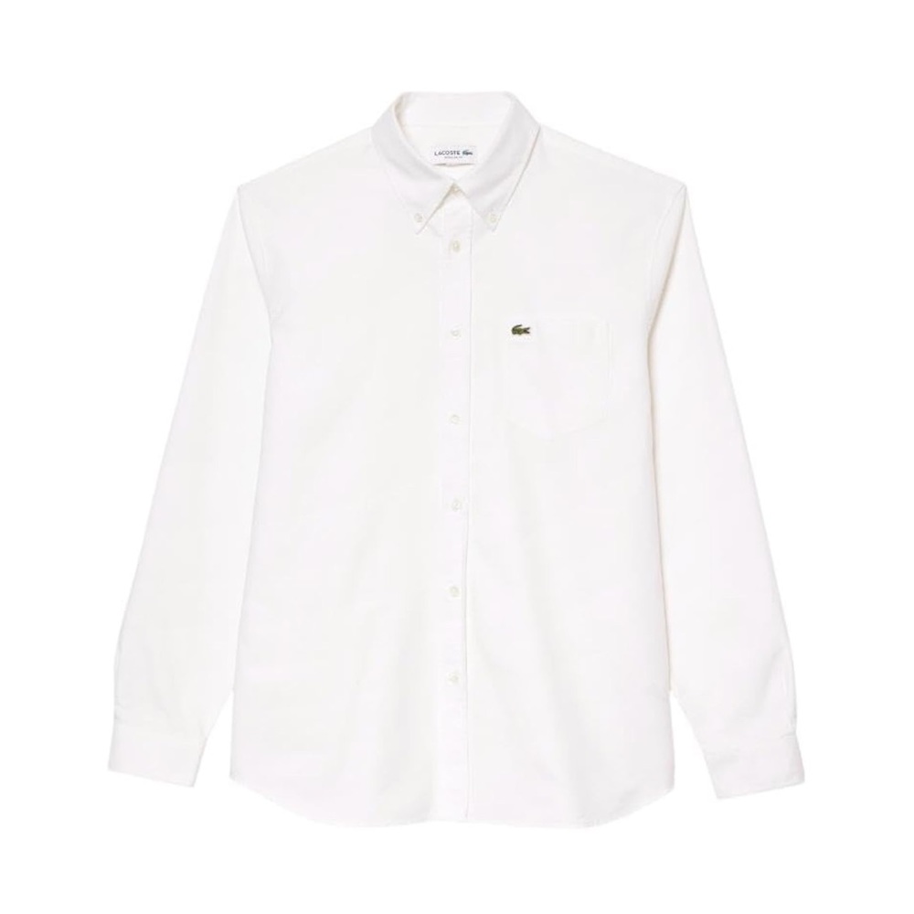 Lacoste Men's Regular Fit Cotton Oxford Shirt white (blanc) Small 15” neck #427